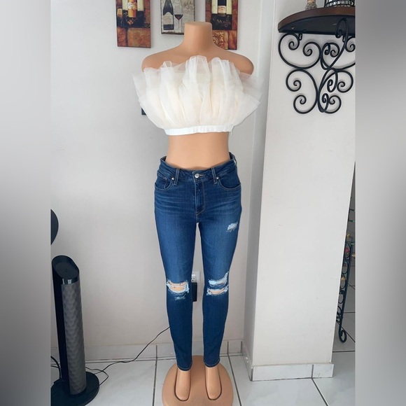 NWT STEVE MADDEN ELAINE TULLE CROP TOP SIZE S - Picture 2 of 9